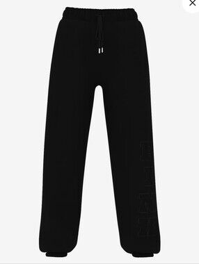 Black Womens Sweatpants with Logo Campus Side Lettering